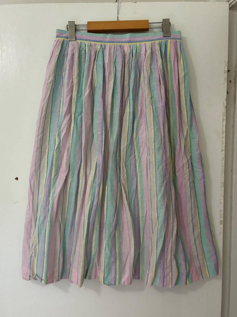 Vintage A-line Striped Skirt Pastel